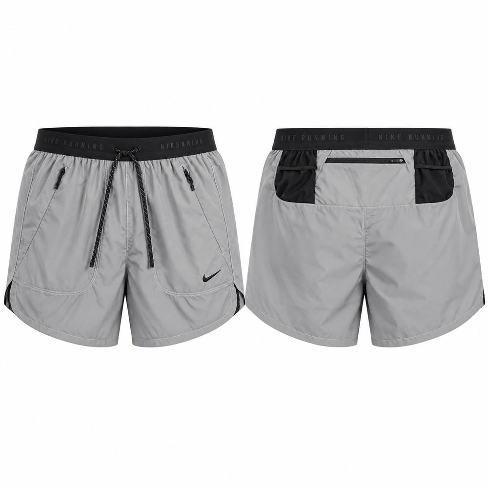 Nike Running Dri-FIT ADV Shorts Mens Medium Grey Black Zipper Pockets Liner